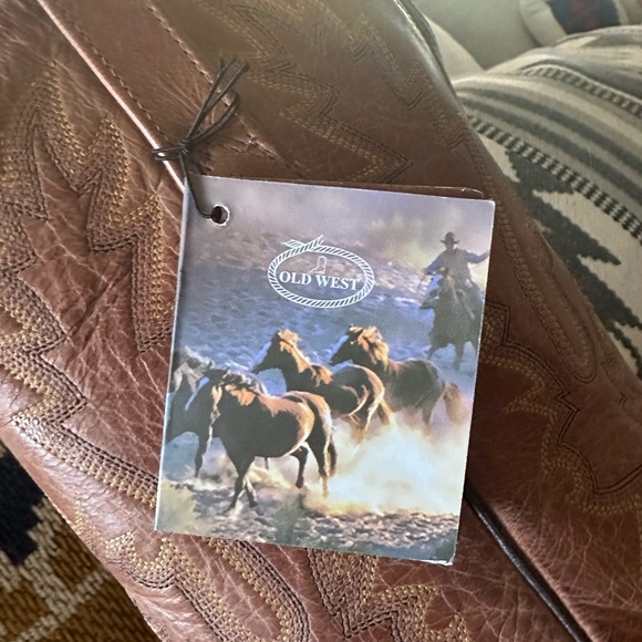 Old West Tan Canyon Womens All Leather 12in Snip Toe Cowboy Western Boots - Picture 2 of 6